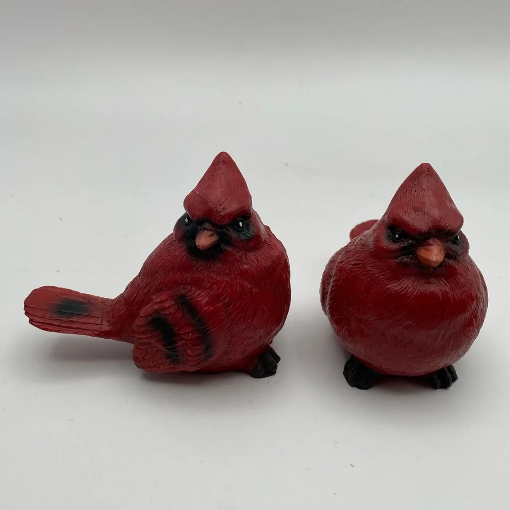 Set of 8 Red Cardinal Figurines Small Resin Bird Statues Winter Home Decor - Picture 6 of 7